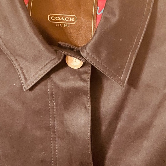 Coach Women’s Navy Blue Mid Length Pink Lining Logo Long Sleeves Trench - Picture 3 of 11